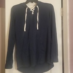 Oversized cross neck hoodie.